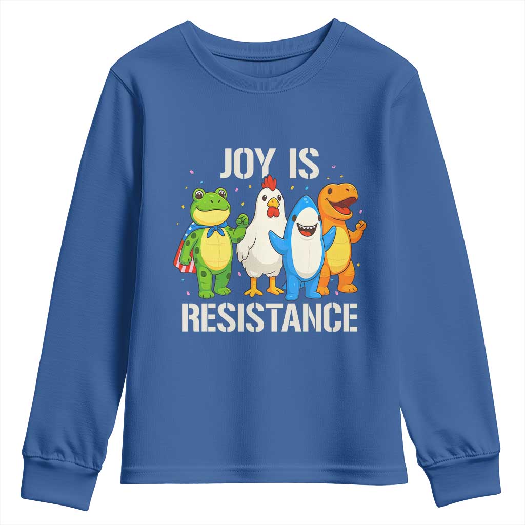 Portland Protest Inflatable Mascot Parade Youth Sweatshirt Joy Is Resistance Resist Frog Shark Chicken Dino - Wonder Print Shop