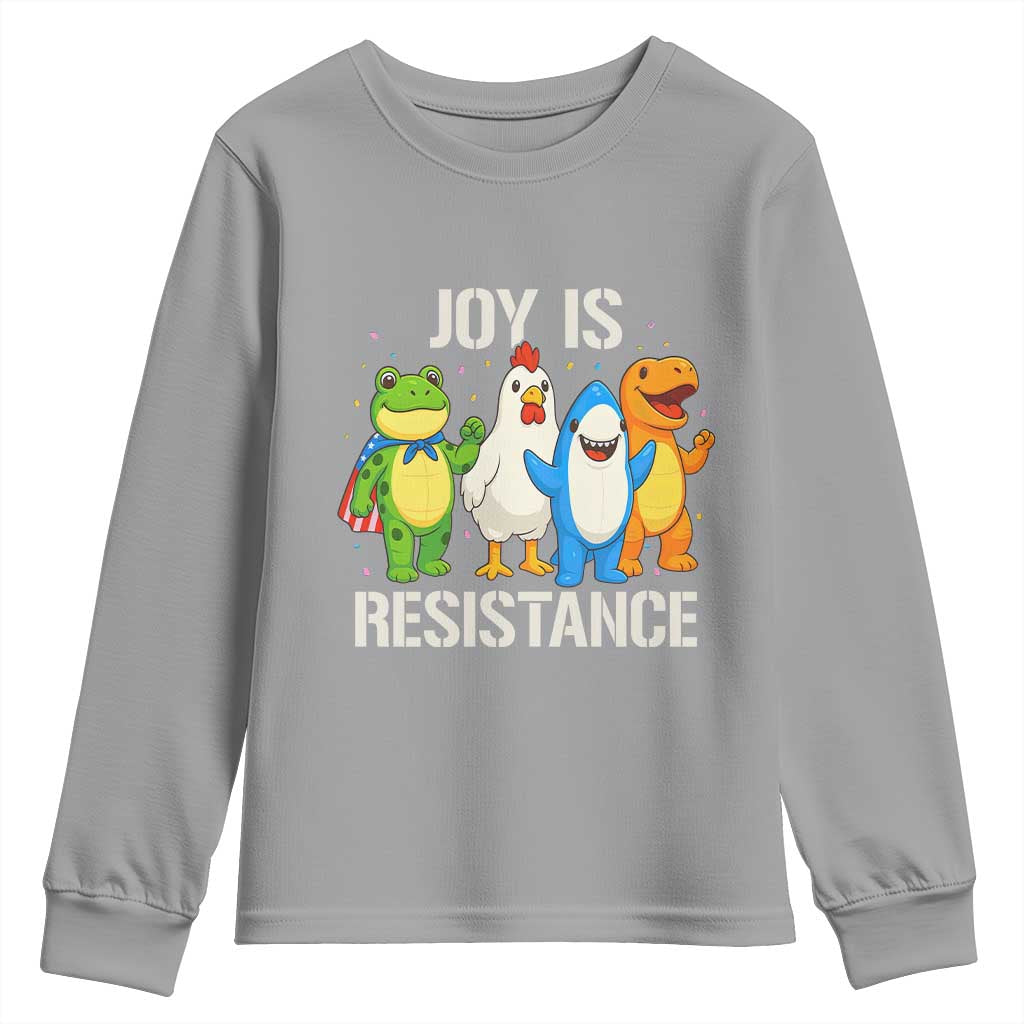 Portland Protest Inflatable Mascot Parade Youth Sweatshirt Joy Is Resistance Resist Frog Shark Chicken Dino - Wonder Print Shop