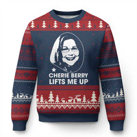 Cherie Berry Lifts Me Up Ugly Christmas Sweater Elevator Tribute Funny NC Meme - Wonder Print Shop