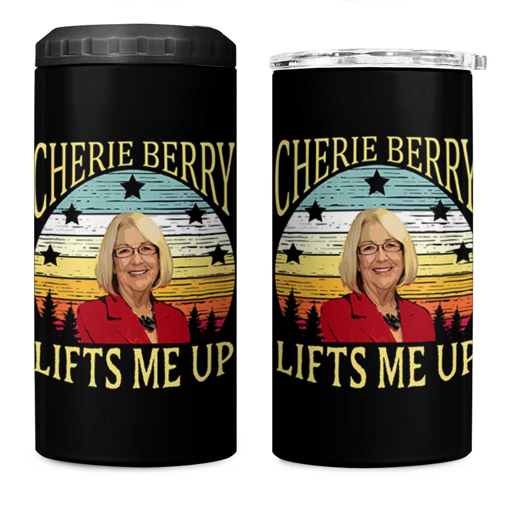 Cherie Berry Lifts Me Up 4 in 1 Can Cooler Tumbler Retro Vintage Elevator Tribute Funny NC Meme - Wonder Print Shop