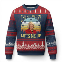 Cherie Berry Lifts Me Up Ugly Christmas Sweater Retro Vinatge Elevator Tribute Funny NC Meme - Wonder Print Shop
