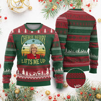 Cherie Berry Lifts Me Up Ugly Christmas Sweater Retro Vinatge Elevator Tribute Funny NC Meme - Wonder Print Shop