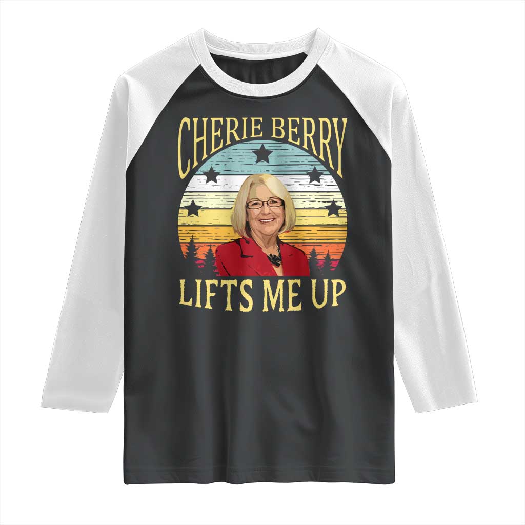 Cherie Berry Lifts Me Up Raglan Shirt Retro Vinatge Elevator Tribute Funny NC Meme - Wonder Print Shop