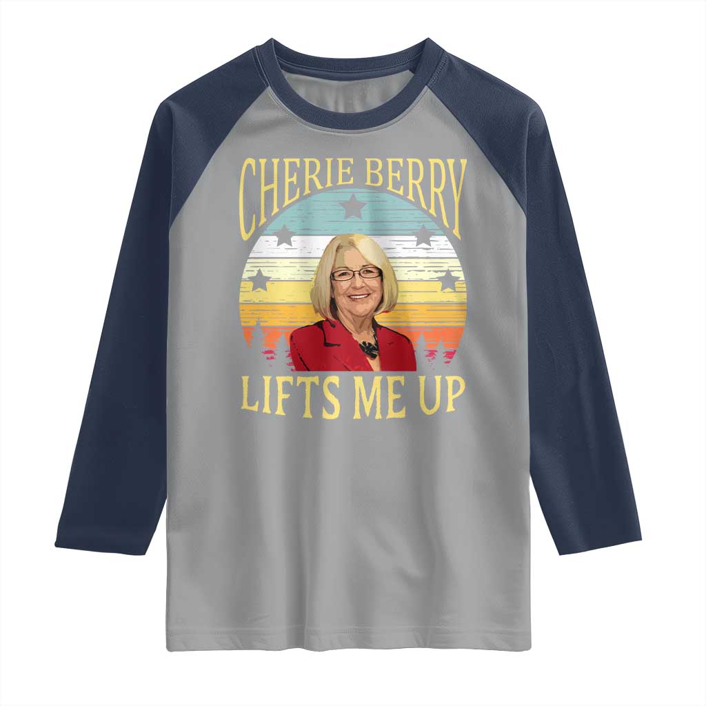 Cherie Berry Lifts Me Up Raglan Shirt Retro Vinatge Elevator Tribute Funny NC Meme - Wonder Print Shop
