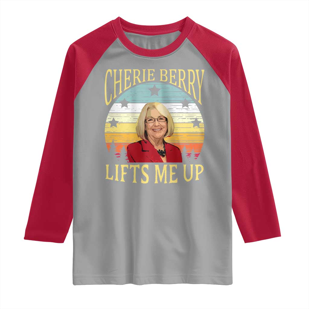 Cherie Berry Lifts Me Up Raglan Shirt Retro Vinatge Elevator Tribute Funny NC Meme - Wonder Print Shop