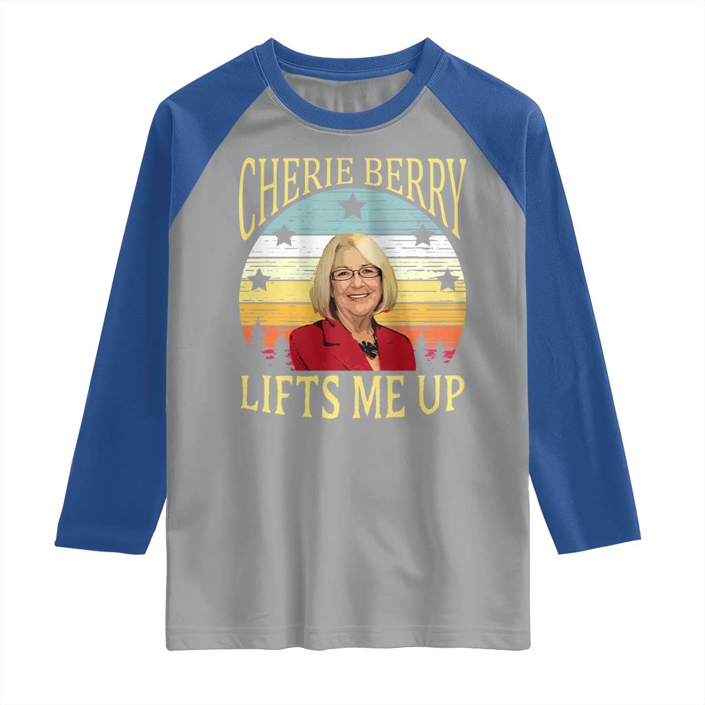 Cherie Berry Lifts Me Up Raglan Shirt Retro Vinatge Elevator Tribute Funny NC Meme - Wonder Print Shop