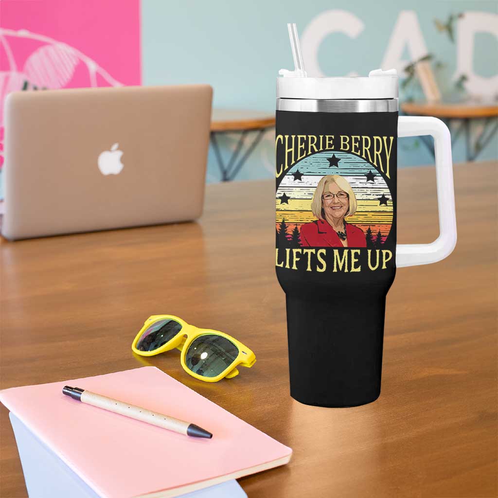 Cherie Berry Lifts Me Up Tumbler With Handle Retro Vintage Elevator Tribute Funny NC Meme - Wonder Print Shop