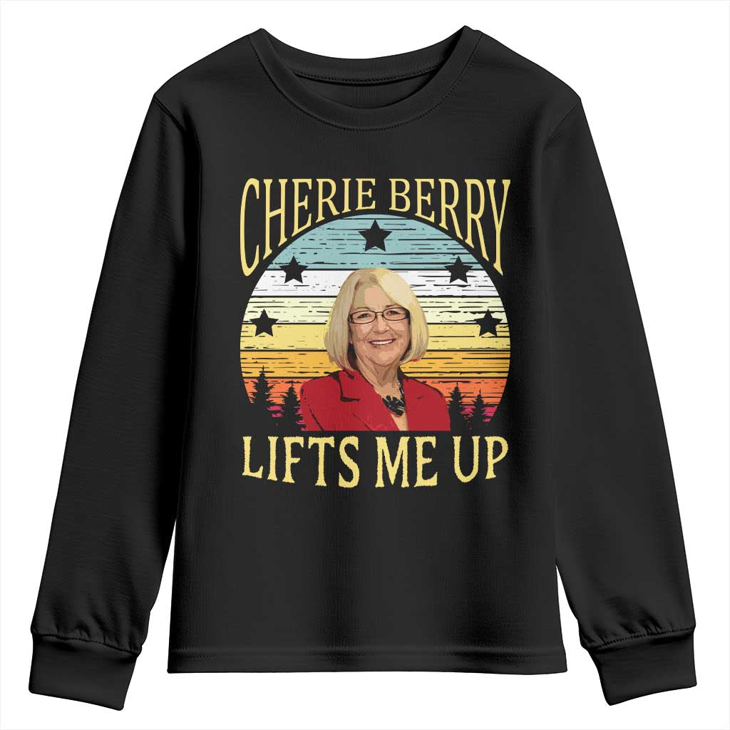 Cherie Berry Lifts Me Up Youth Sweatshirt Retro Vinatge Elevator Tribute Funny NC Meme - Wonder Print Shop