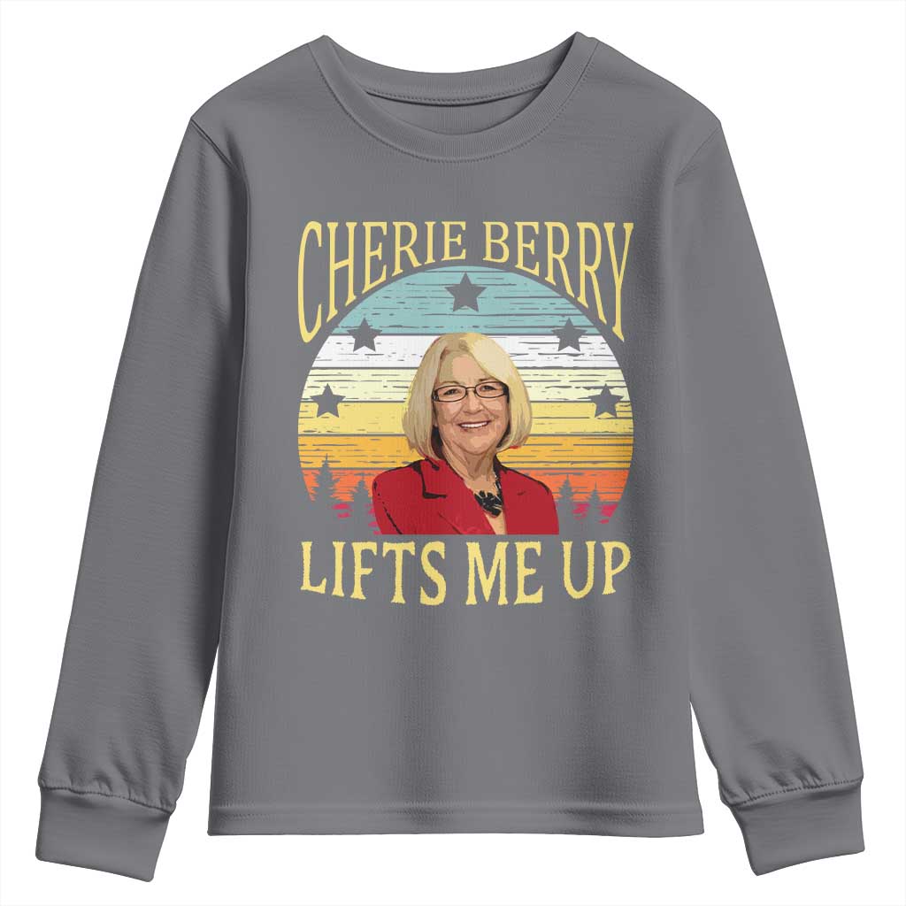 Cherie Berry Lifts Me Up Youth Sweatshirt Retro Vinatge Elevator Tribute Funny NC Meme - Wonder Print Shop