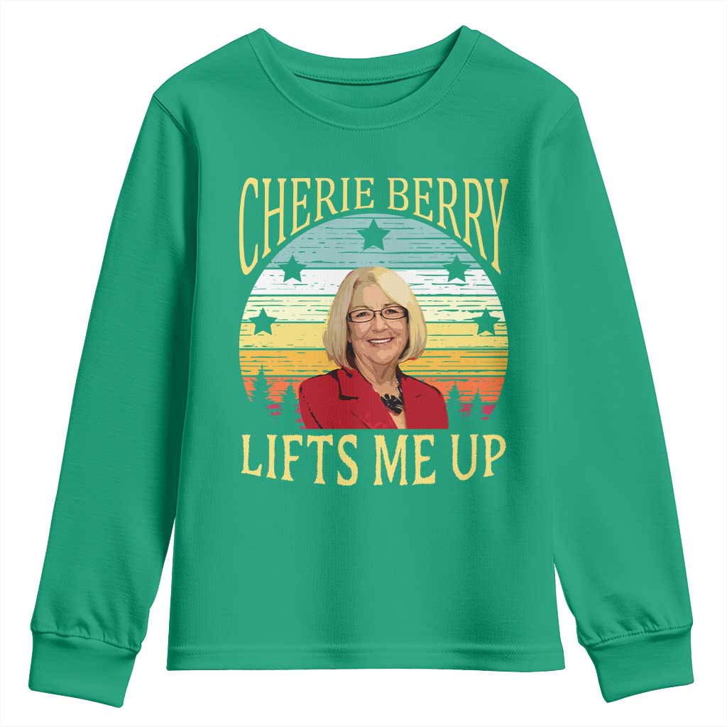 Cherie Berry Lifts Me Up Youth Sweatshirt Retro Vinatge Elevator Tribute Funny NC Meme - Wonder Print Shop