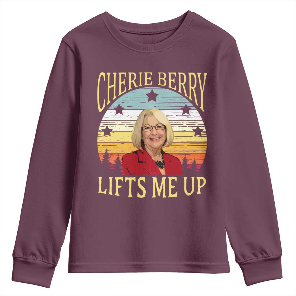 Cherie Berry Lifts Me Up Youth Sweatshirt Retro Vinatge Elevator Tribute Funny NC Meme - Wonder Print Shop