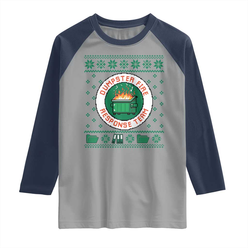 Funny Dumpster Fire Response Team Raglan Shirt Office Party Holiday Chaos Humor - Wonder Print Shop