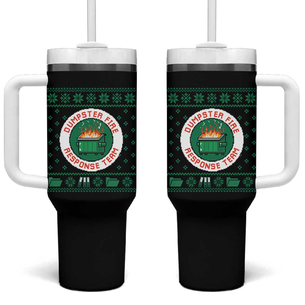 Funny Dumpster Fire Response Team Tumbler With Handle Office Party Holiday Chaos Humor - undefined
