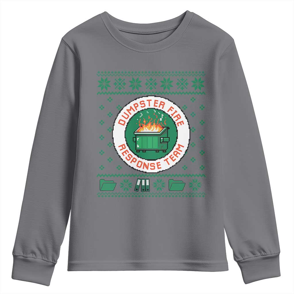 Funny Dumpster Fire Response Team Youth Sweatshirt Office Party Holiday Chaos Humor - Wonder Print Shop