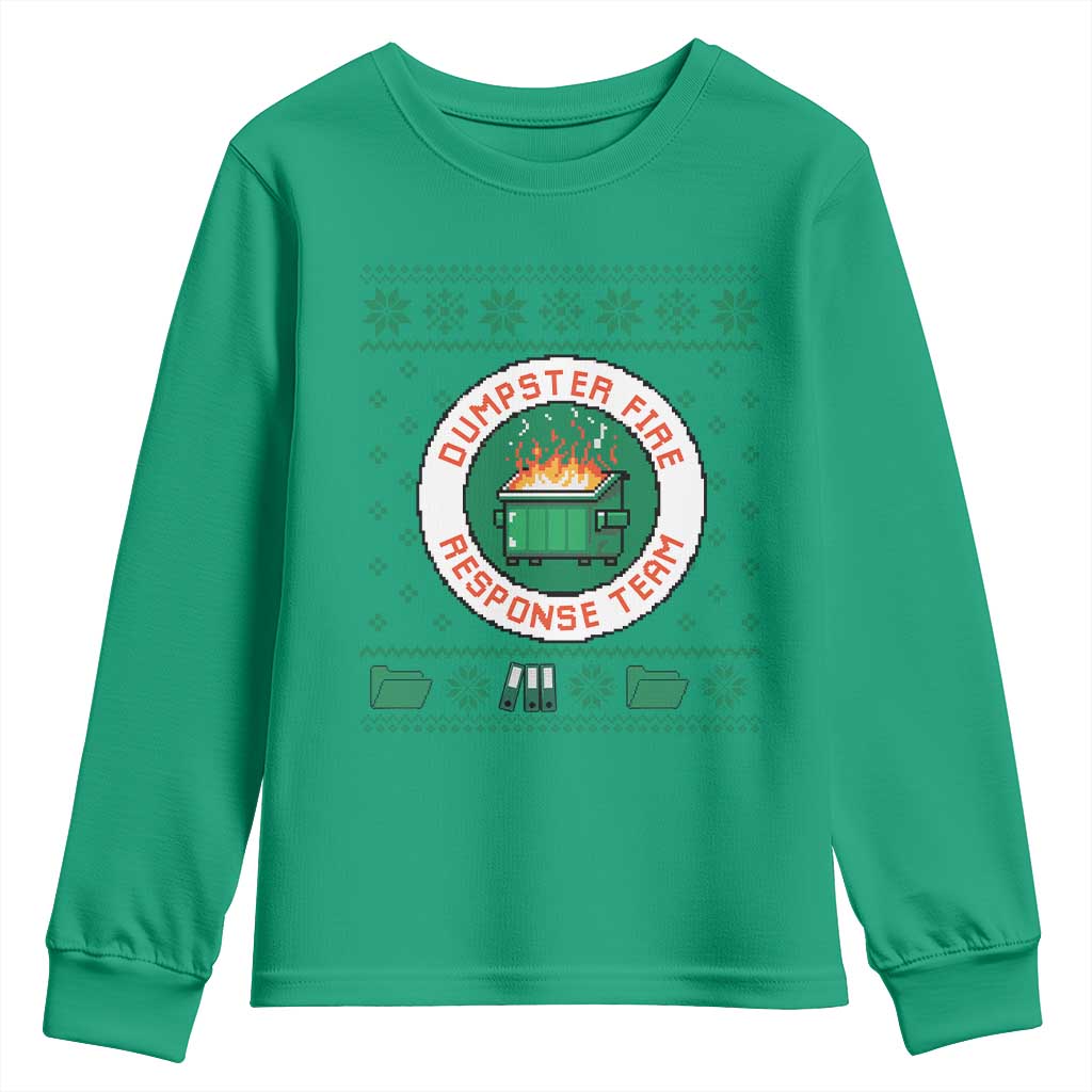 Funny Dumpster Fire Response Team Youth Sweatshirt Office Party Holiday Chaos Humor - Wonder Print Shop