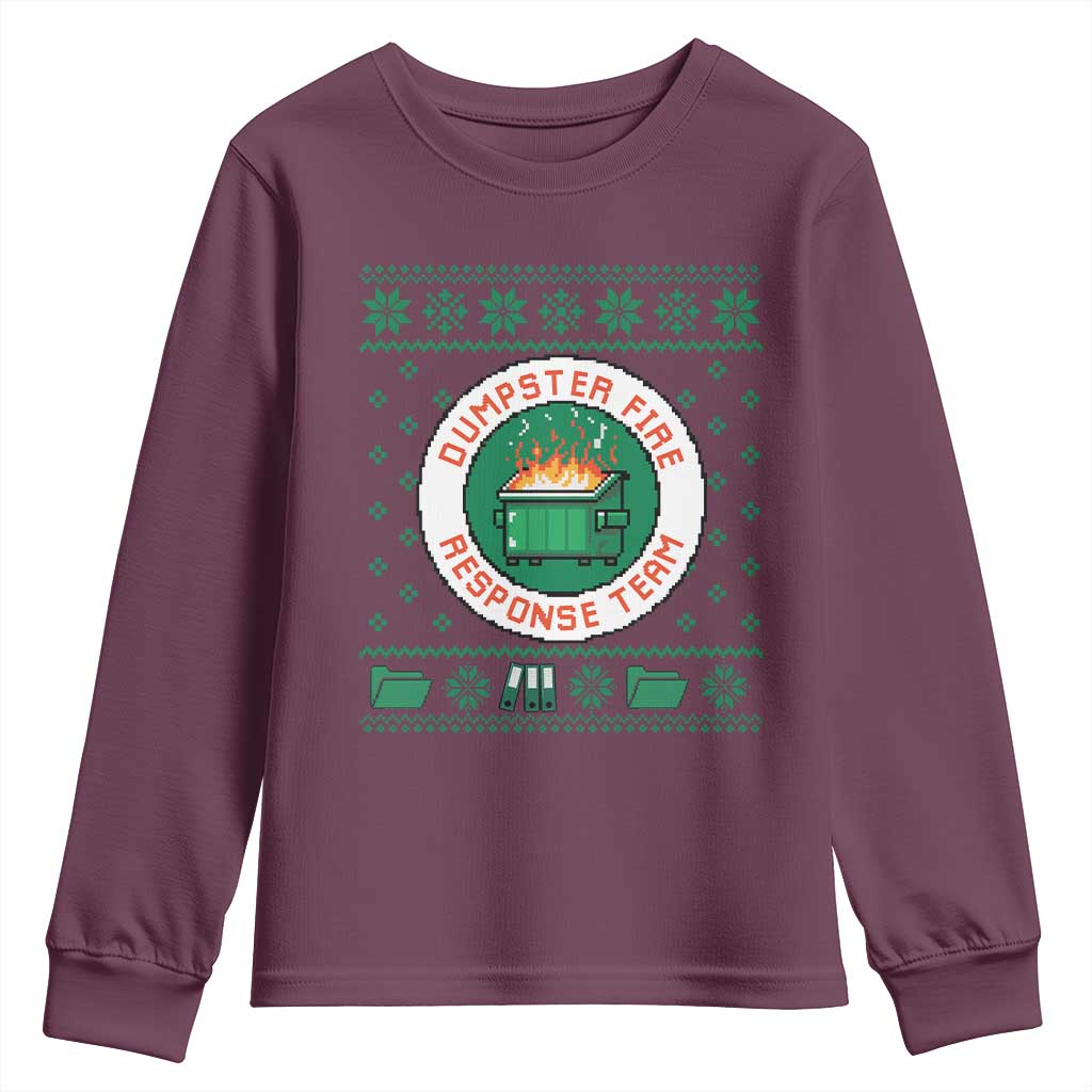 Funny Dumpster Fire Response Team Youth Sweatshirt Office Party Holiday Chaos Humor - Wonder Print Shop