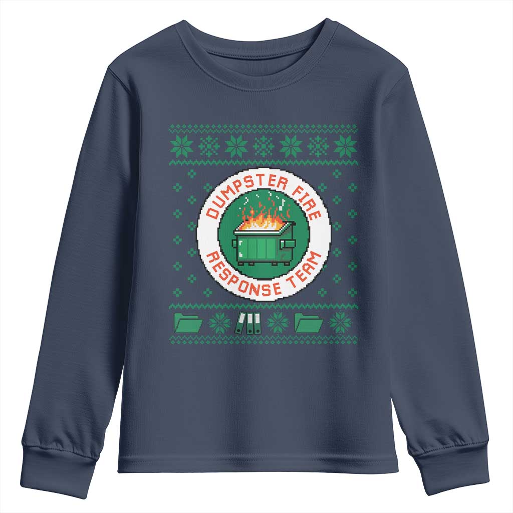Funny Dumpster Fire Response Team Youth Sweatshirt Office Party Holiday Chaos Humor - Wonder Print Shop