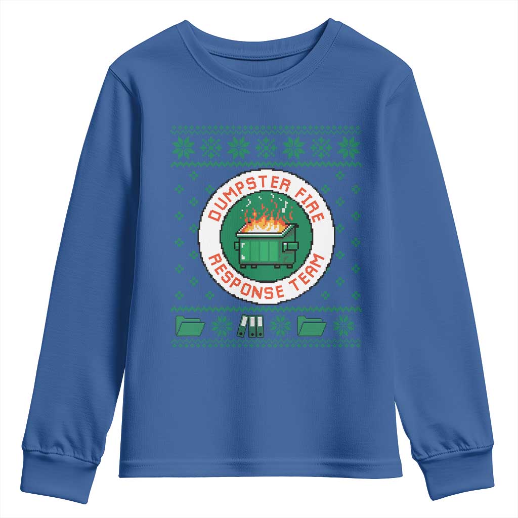 Funny Dumpster Fire Response Team Youth Sweatshirt Office Party Holiday Chaos Humor - Wonder Print Shop