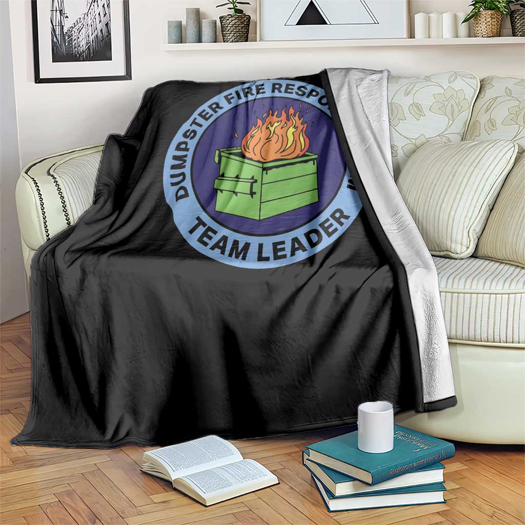 Dumpster Fire Response Team Leader Badge Throw Blanket Funny Office Chaos Holiday Gag Gift - Wonder Print Shop