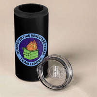 Dumpster Fire Response Team Leader Badge 4 in 1 Can Cooler Tumbler Funny Office Chaos Holiday Gag Gift - Wonder Print Shop