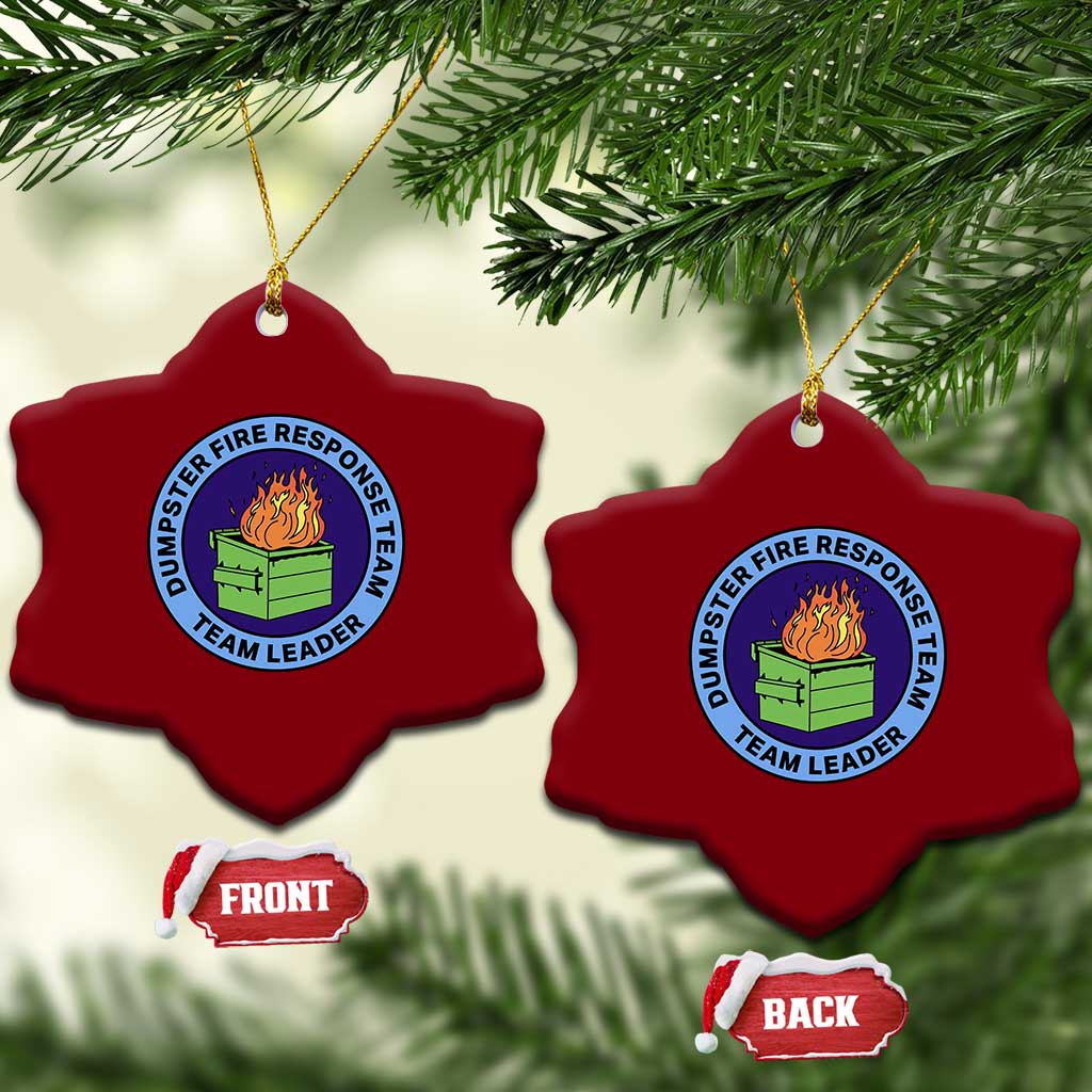Dumpster Fire Response Team Leader Badge Ceramic Ornament Funny Office Chaos Holiday Gag Gift - Wonder Print Shop
