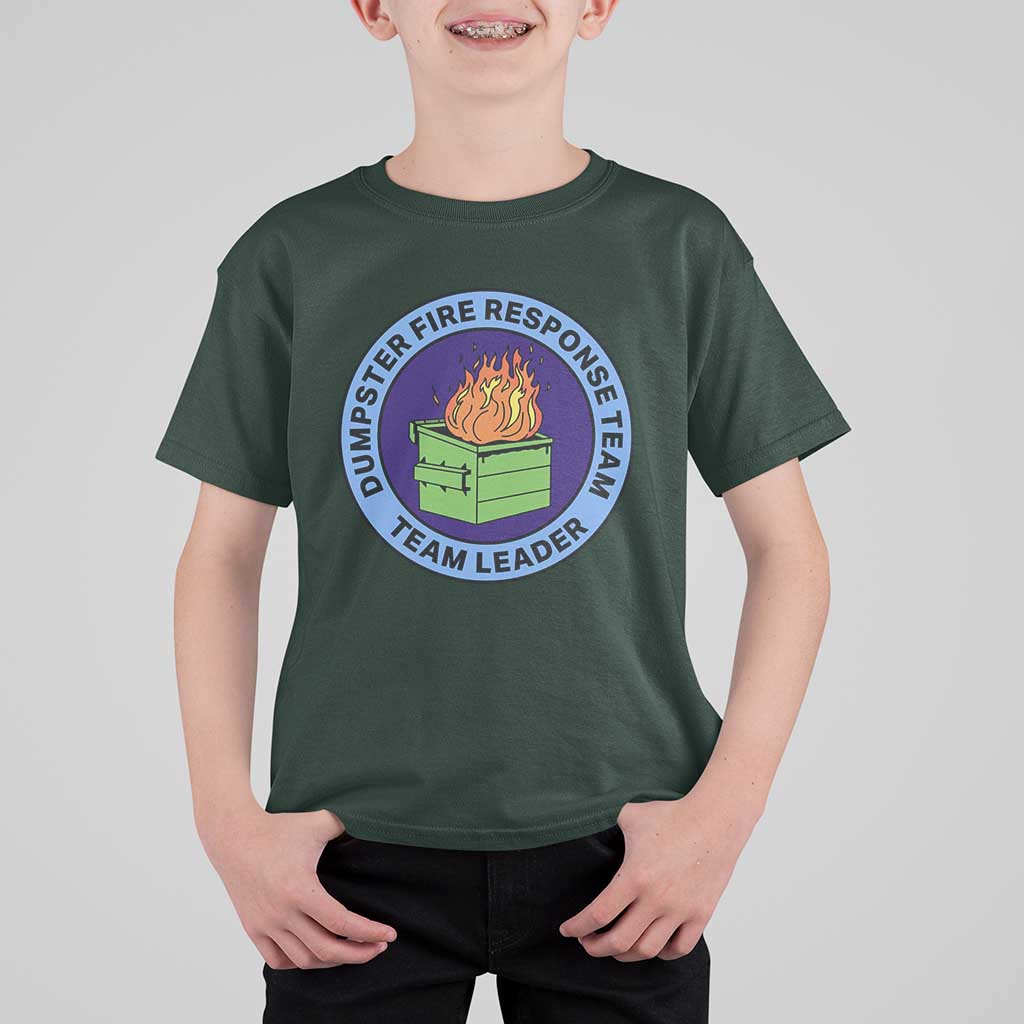 Dumpster Fire Response Team Leader Badge T Shirt For Kid Funny Office Chaos Holiday Gag Gift - Wonder Print Shop