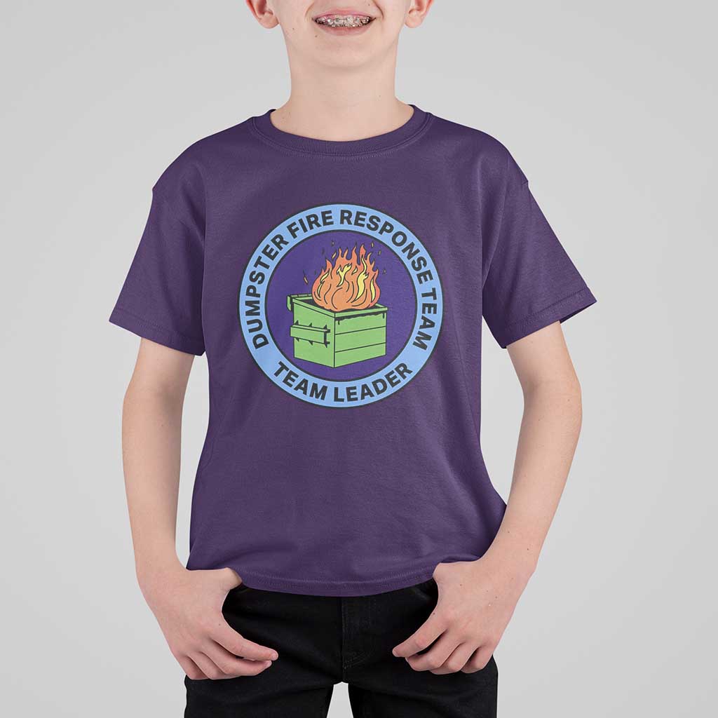 Dumpster Fire Response Team Leader Badge T Shirt For Kid Funny Office Chaos Holiday Gag Gift - Wonder Print Shop