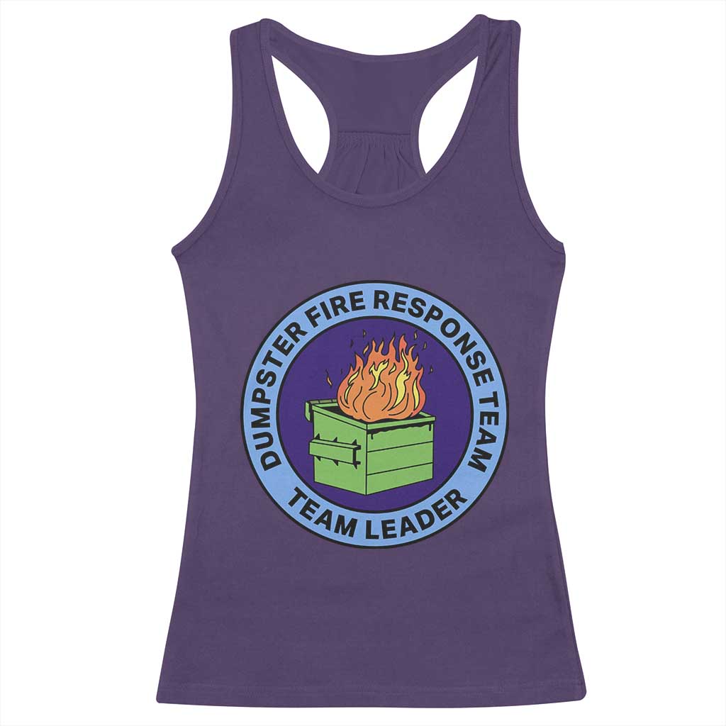 Dumpster Fire Response Team Leader Badge Racerback Tank Top Funny Office Chaos Holiday Gag Gift - Wonder Print Shop