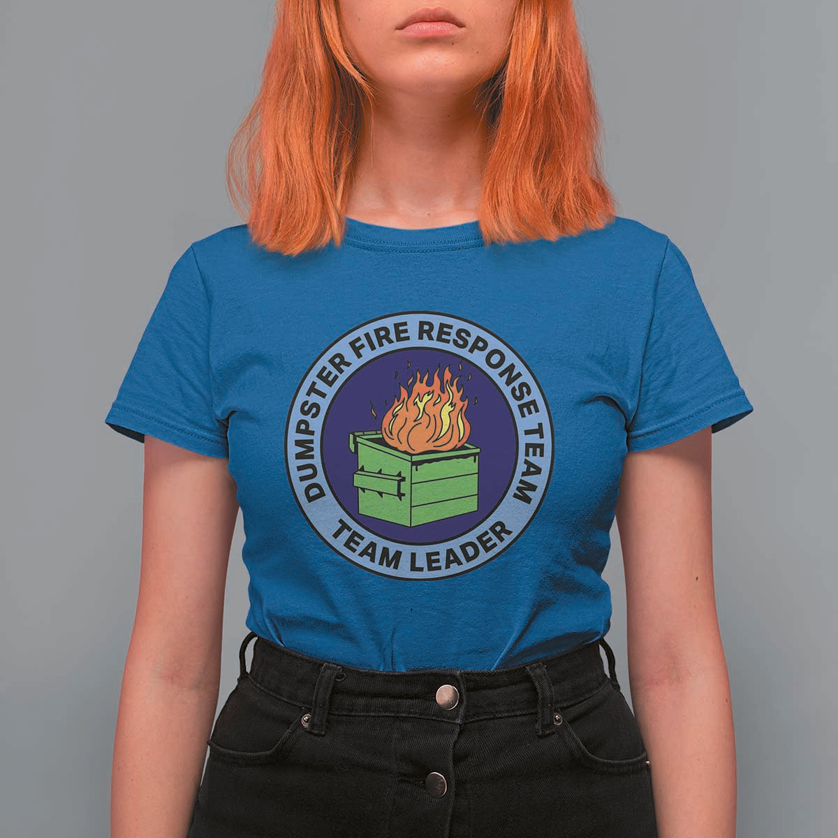 Dumpster Fire Response Team Leader Badge T Shirt For Women Funny Office Chaos Holiday Gag Gift - Wonder Print Shop