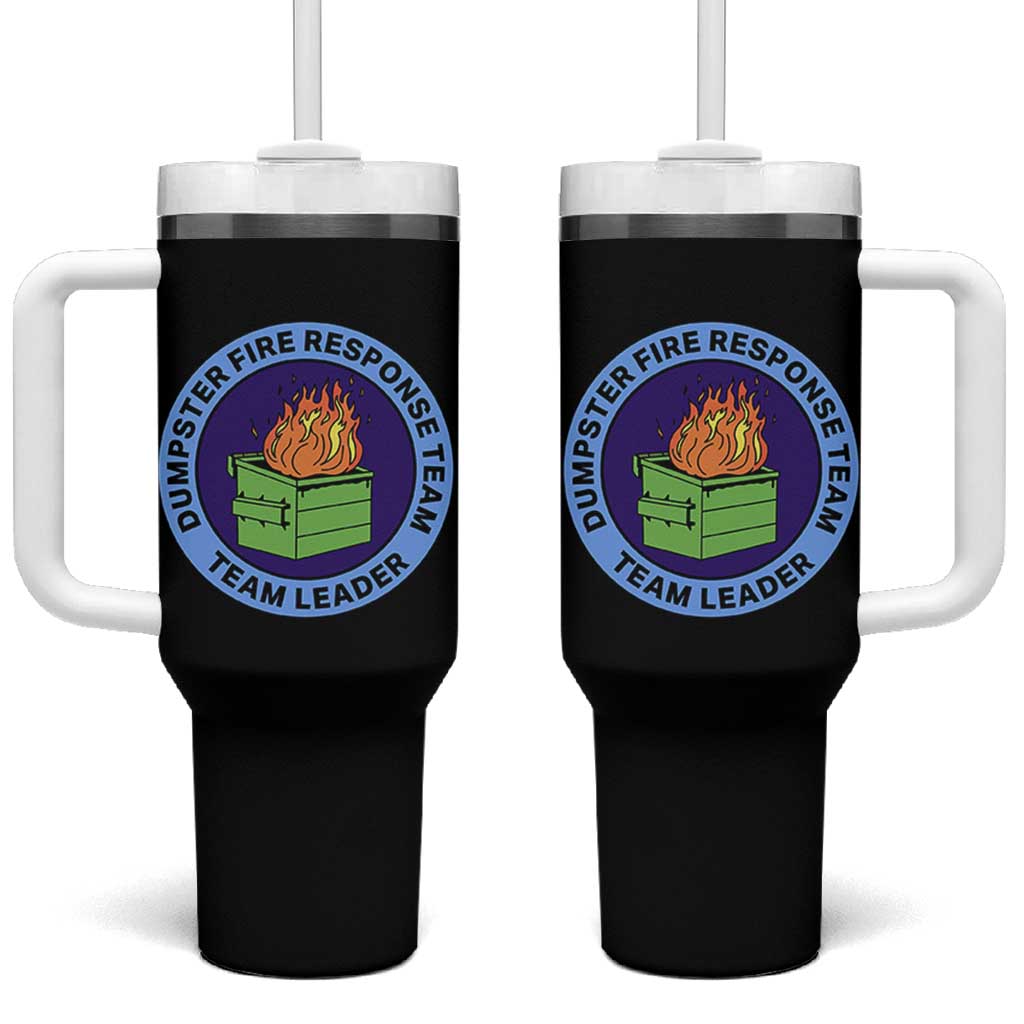Dumpster Fire Response Team Leader Badge Tumbler With Handle Funny Office Chaos Holiday Gag Gift - Wonder Print Shop