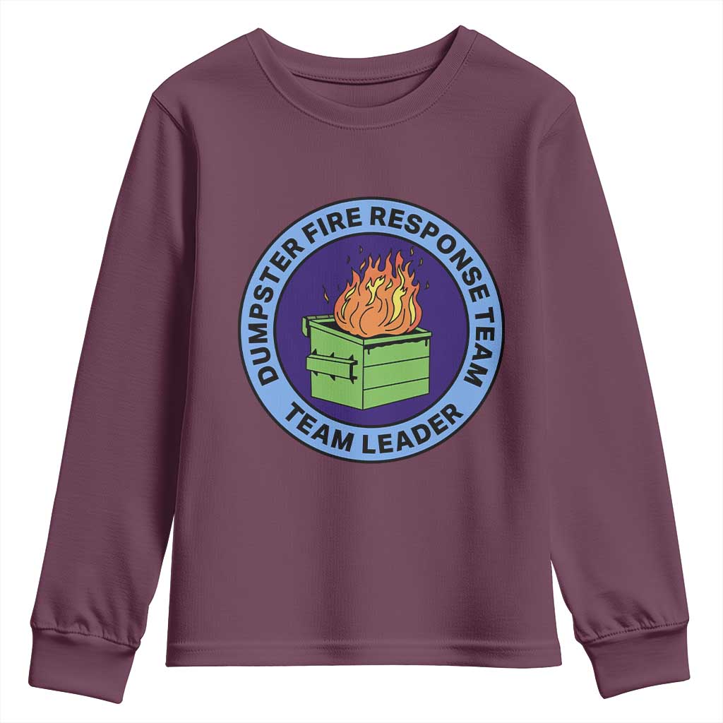 Dumpster Fire Response Team Leader Badge Youth Sweatshirt Funny Office Chaos Holiday Gag Gift - Wonder Print Shop