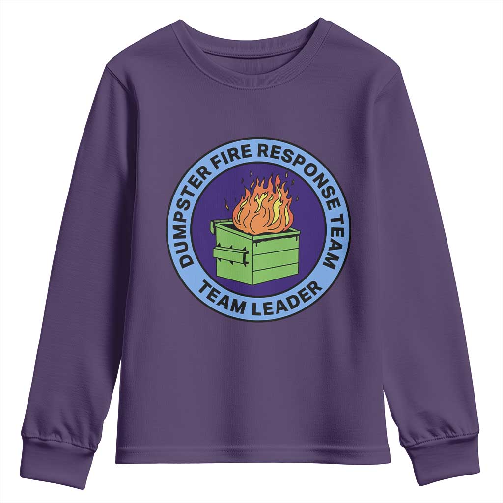 Dumpster Fire Response Team Leader Badge Youth Sweatshirt Funny Office Chaos Holiday Gag Gift - Wonder Print Shop