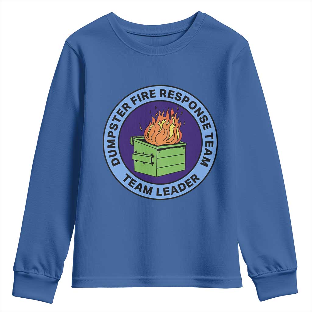 Dumpster Fire Response Team Leader Badge Youth Sweatshirt Funny Office Chaos Holiday Gag Gift - Wonder Print Shop