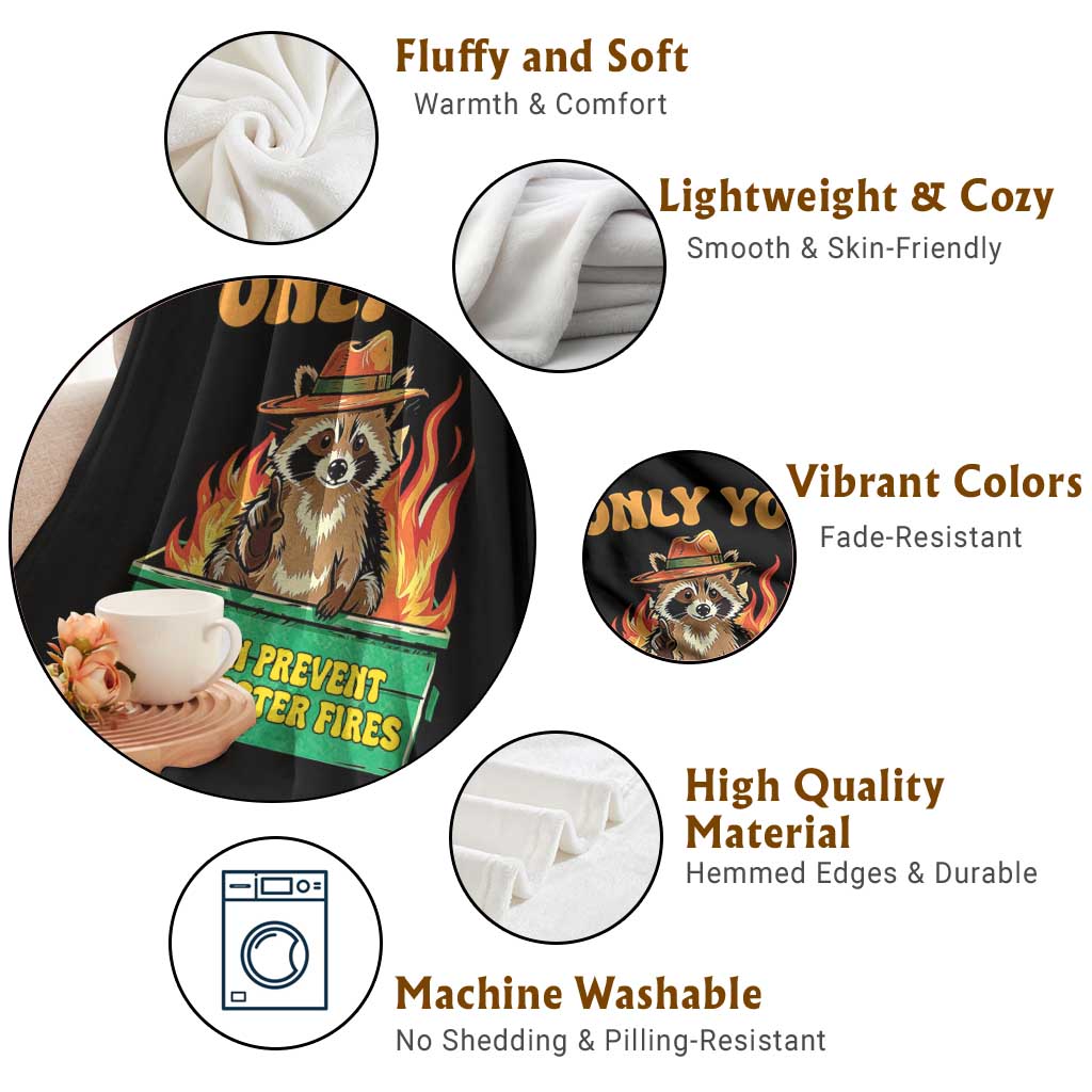 Only You Can Prevent Dumpster Fires Funny Raccoon Throw Blanket Sarcastic Chaos Humor Holiday Gag Gift - Wonder Print Shop