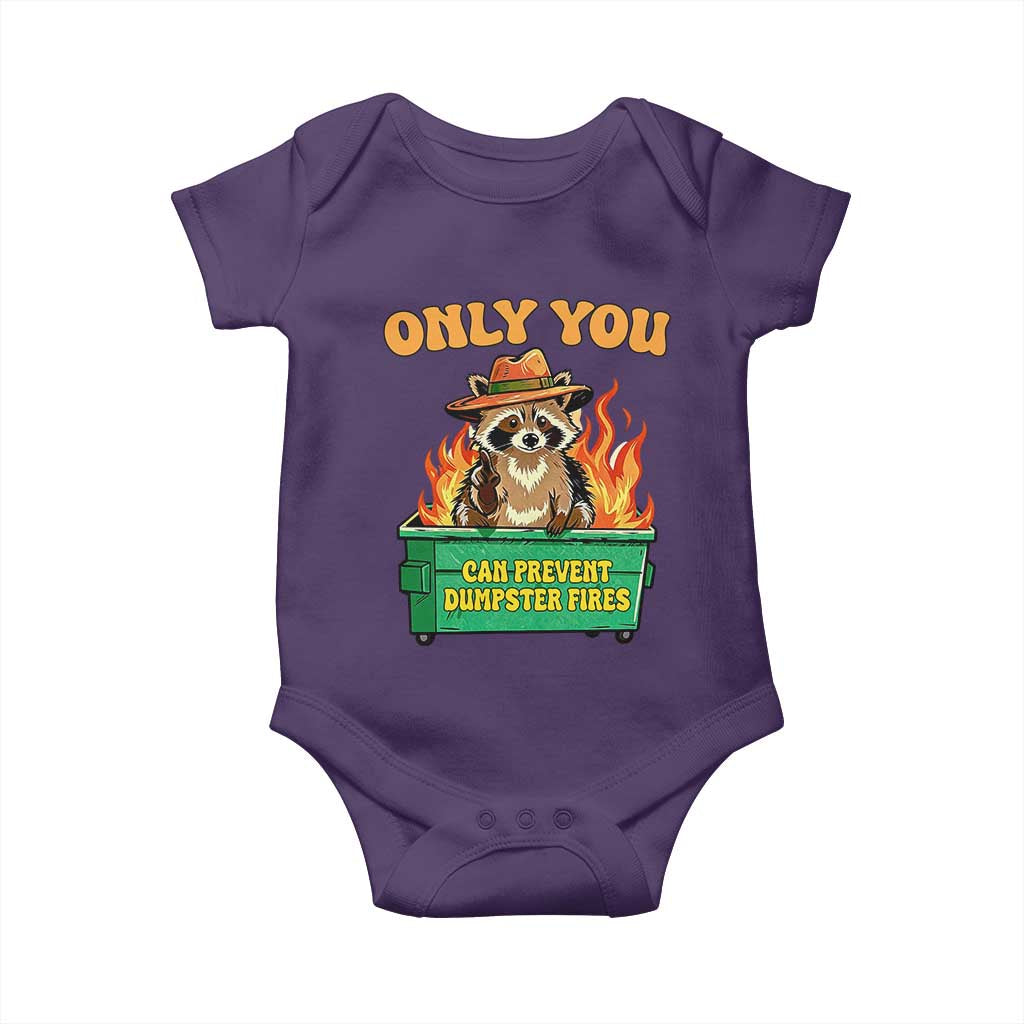 Only You Can Prevent Dumpster Fires Funny Raccoon Baby Onesie Sarcastic Chaos Humor Holiday Gag Gift - Wonder Print Shop
