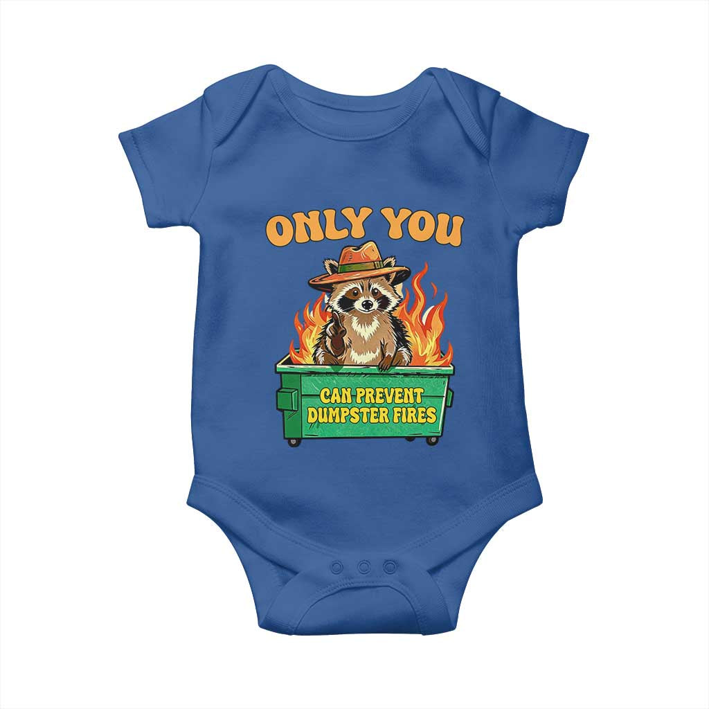 Only You Can Prevent Dumpster Fires Funny Raccoon Baby Onesie Sarcastic Chaos Humor Holiday Gag Gift - Wonder Print Shop