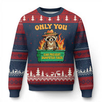 Only You Can Prevent Dumpster Fires Funny Raccoon Ugly Christmas Sweater Sarcastic Chaos Humor Holiday Gag Gift - Wonder Print Shop