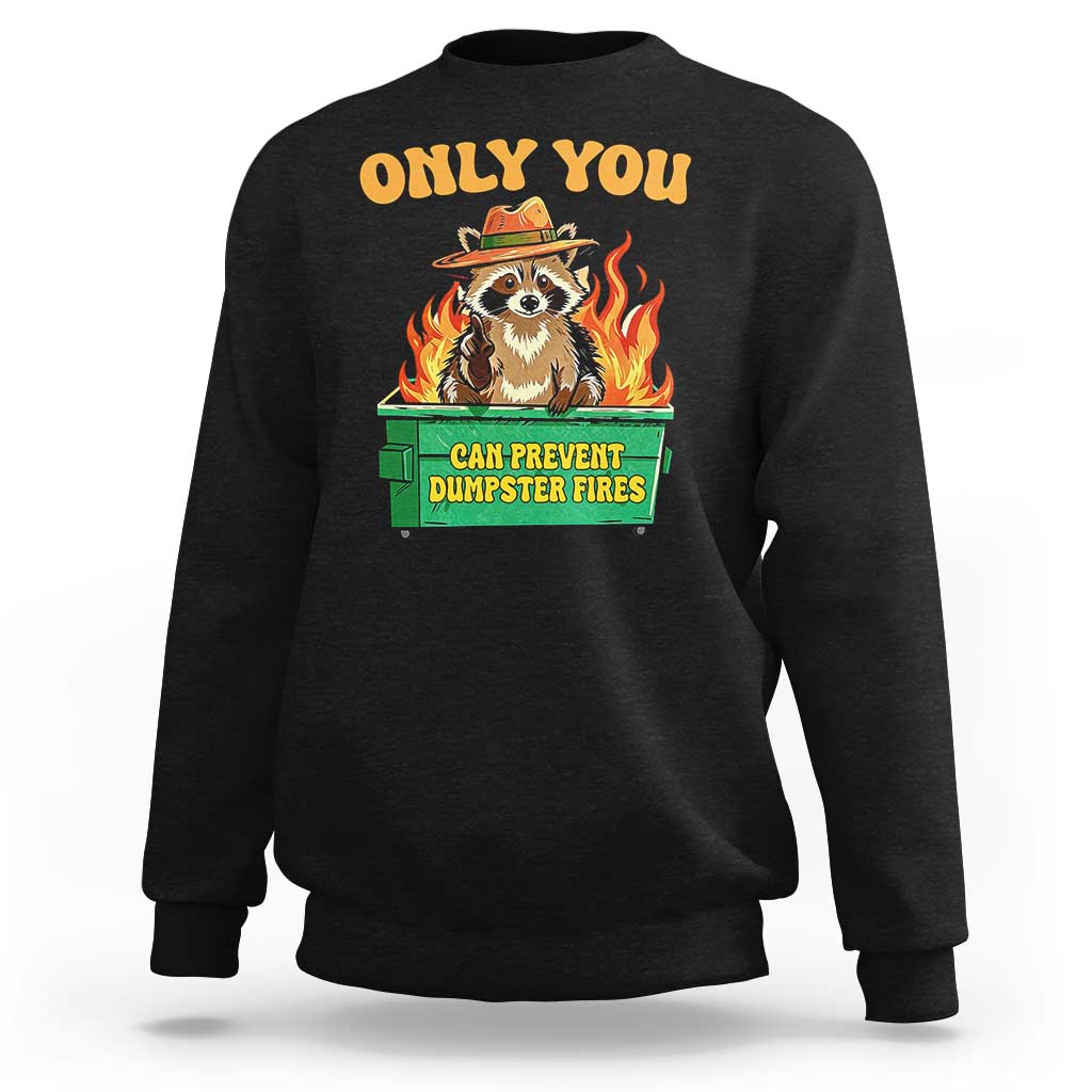 Only You Can Prevent Dumpster Fires Funny Raccoon Sweatshirt Sarcastic Chaos Humor Holiday Gag Gift - Wonder Print Shop