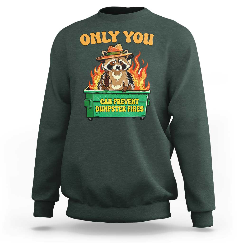 Only You Can Prevent Dumpster Fires Funny Raccoon Sweatshirt Sarcastic Chaos Humor Holiday Gag Gift - Wonder Print Shop