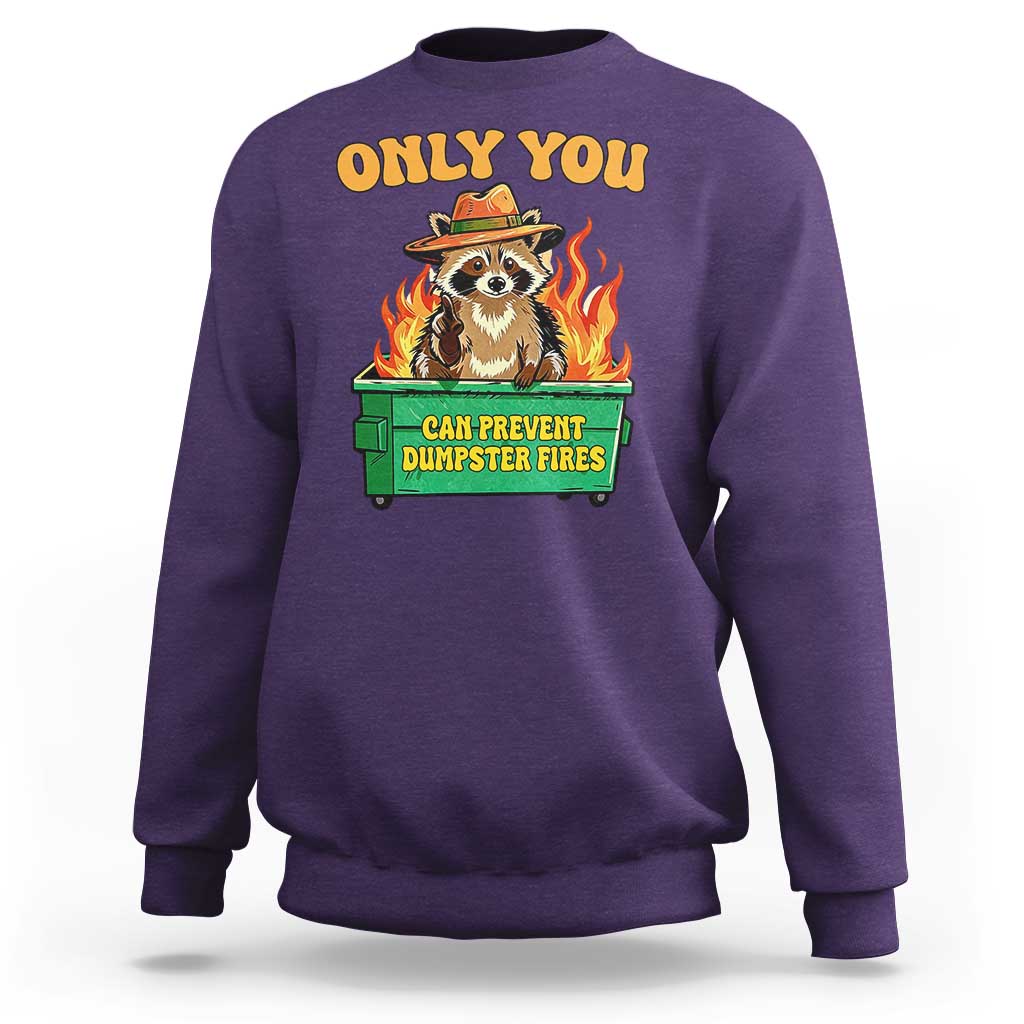 Only You Can Prevent Dumpster Fires Funny Raccoon Sweatshirt Sarcastic Chaos Humor Holiday Gag Gift - Wonder Print Shop