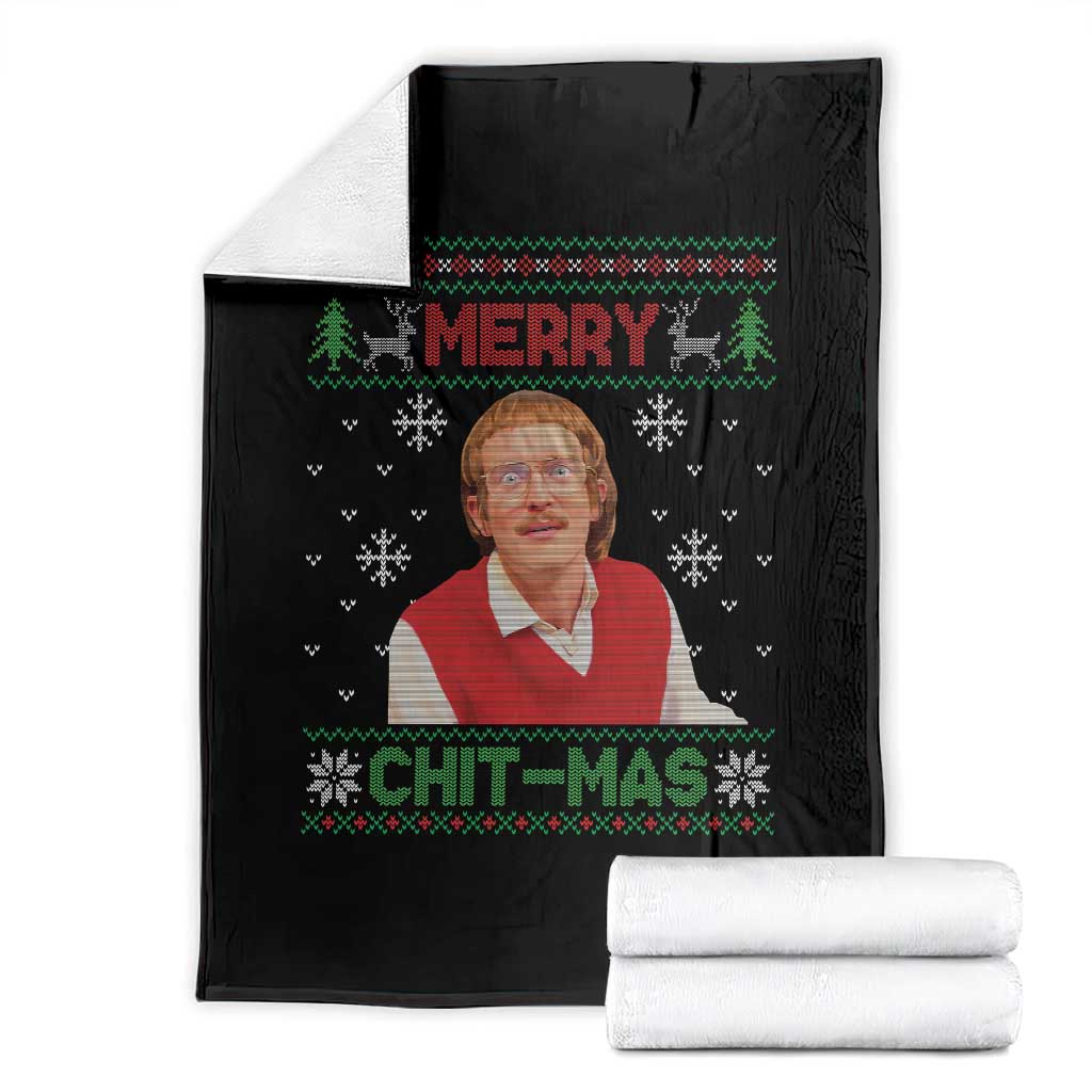 Funny Chit Christmas Merry Chit-Mas Throw Blanket Retro Holiday Humor - Wonder Print Shop