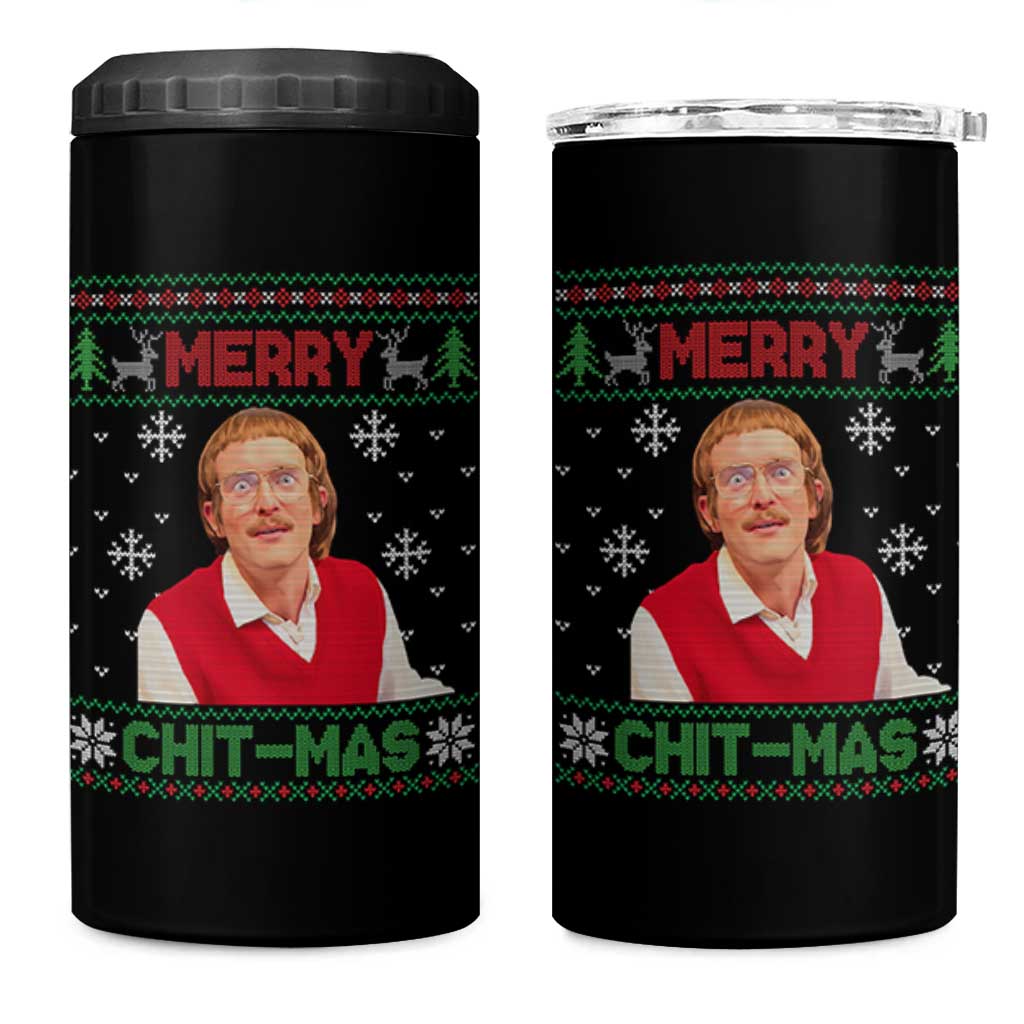 Funny Chit Christmas Merry Chit-Mas 4 in 1 Can Cooler Tumbler Retro Holiday Humor - Wonder Print Shop