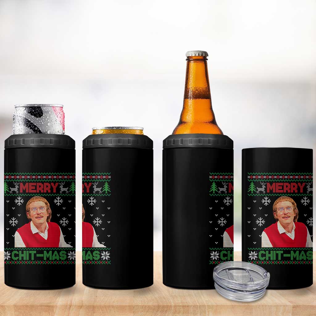 Funny Chit Christmas Merry Chit-Mas 4 in 1 Can Cooler Tumbler Retro Holiday Humor - Wonder Print Shop