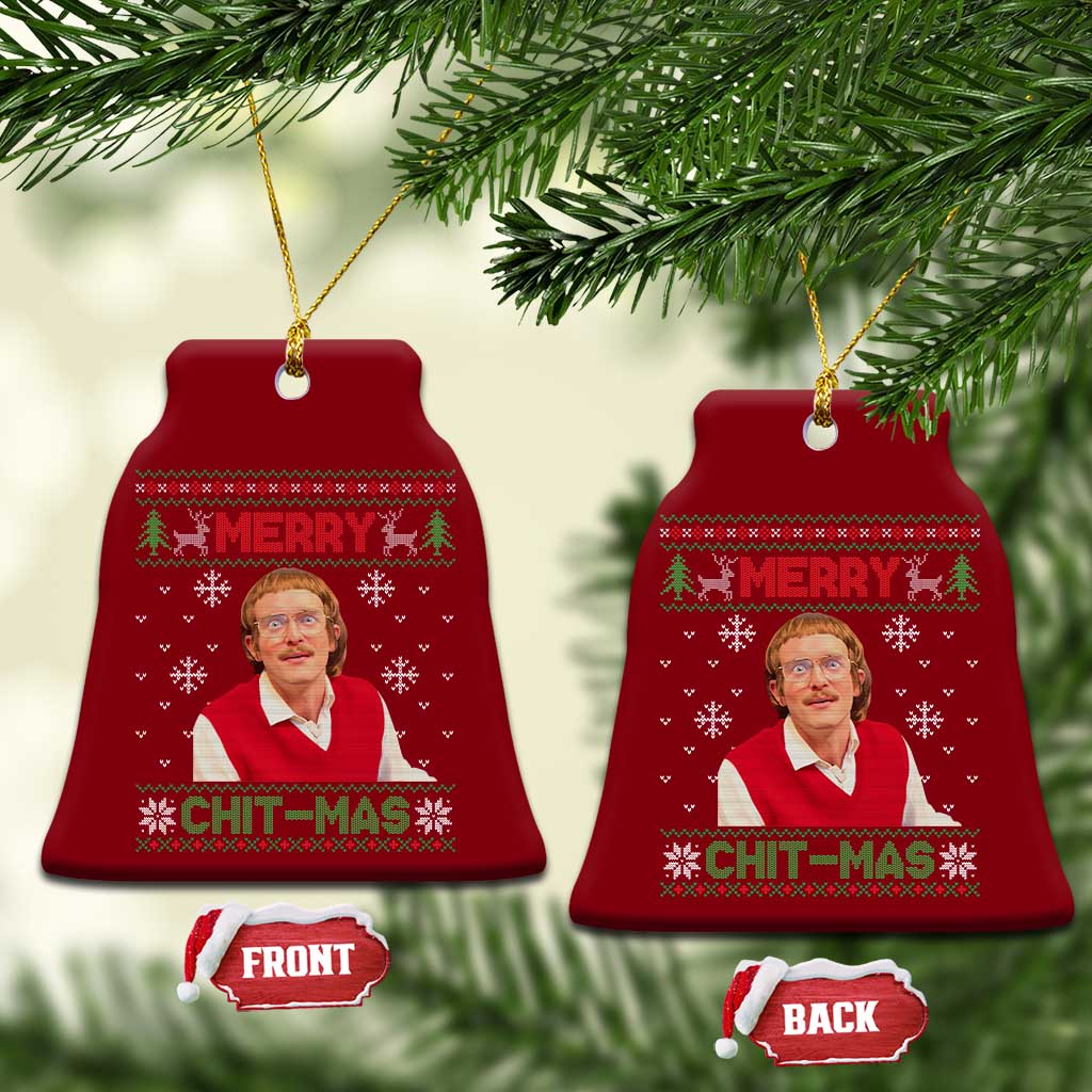 Funny Chit Christmas Merry Chit-Mas Ceramic Ornament Retro Holiday Humor - Wonder Print Shop