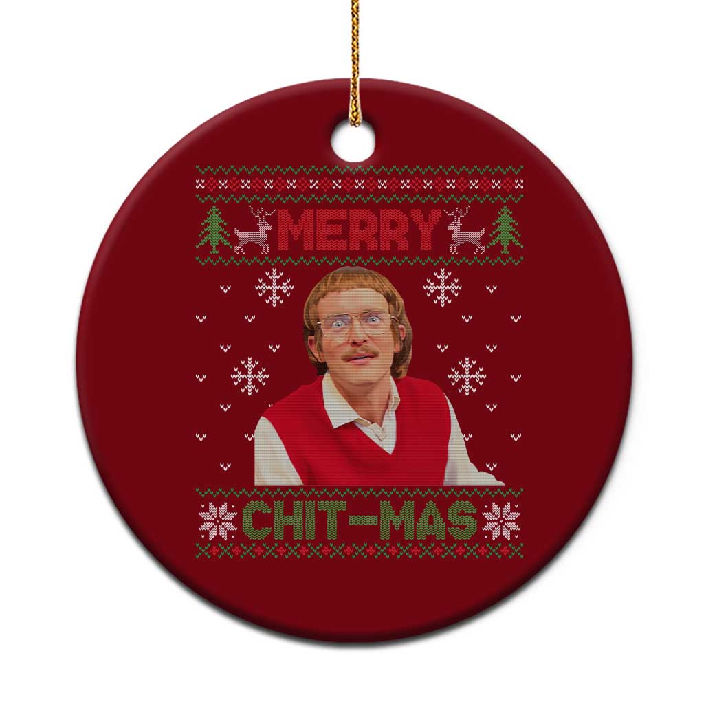 Funny Chit Christmas Merry Chit-Mas Ceramic Ornament Retro Holiday Humor - Wonder Print Shop
