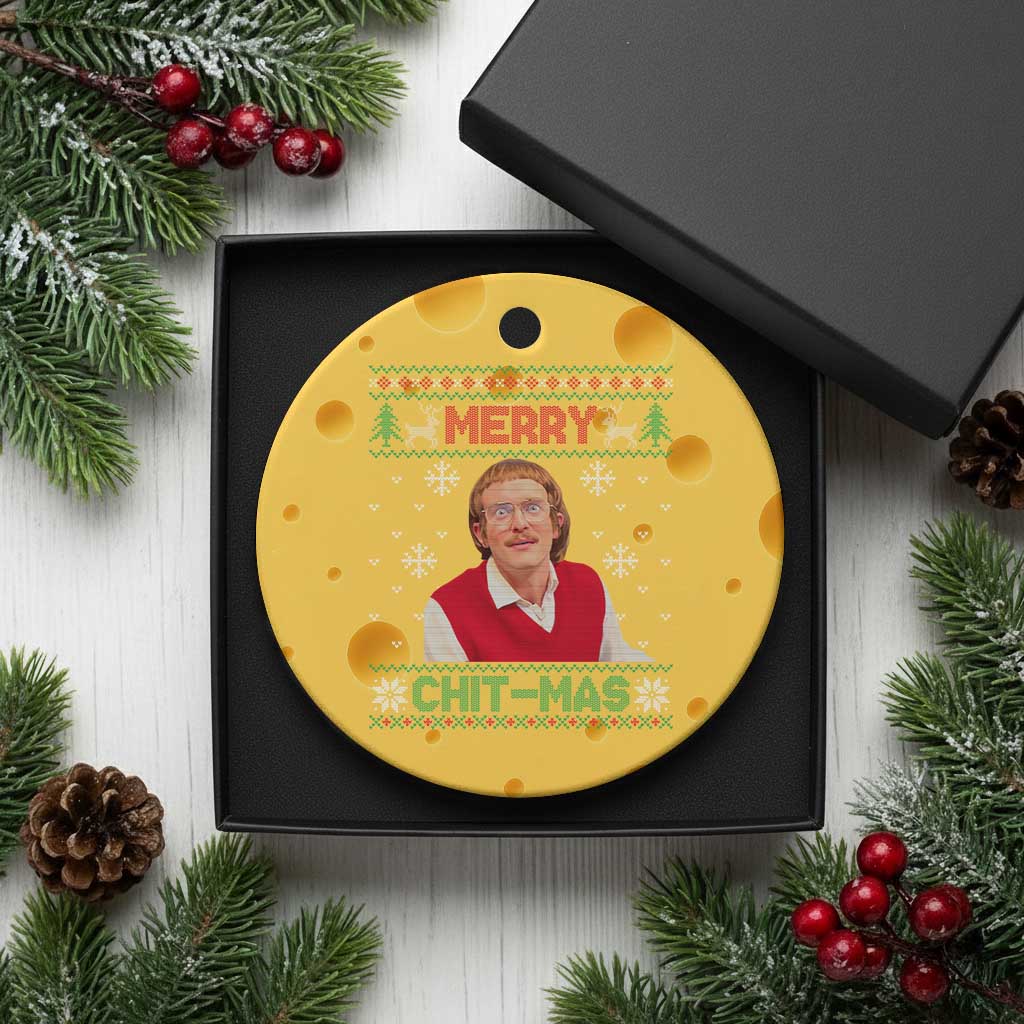 Funny Chit Christmas Merry Chit-Mas Ceramic Ornament Retro Holiday Humor - Wonder Print Shop