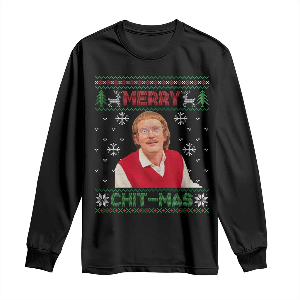 Funny Chit Christmas Merry Chit-Mas Long Sleeve Shirt Retro Holiday Humor - Wonder Print Shop