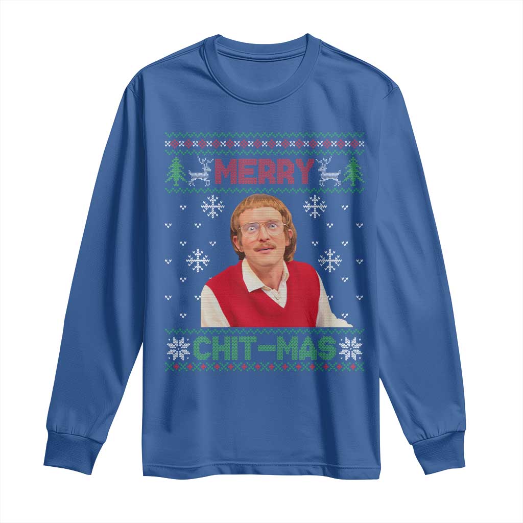 Funny Chit Christmas Merry Chit-Mas Long Sleeve Shirt Retro Holiday Humor - Wonder Print Shop