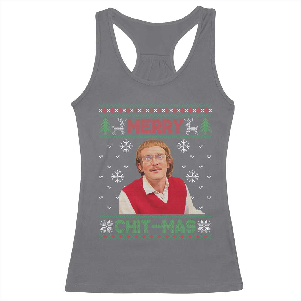 Funny Chit Christmas Merry Chit-Mas Racerback Tank Top Retro Holiday Humor - Wonder Print Shop