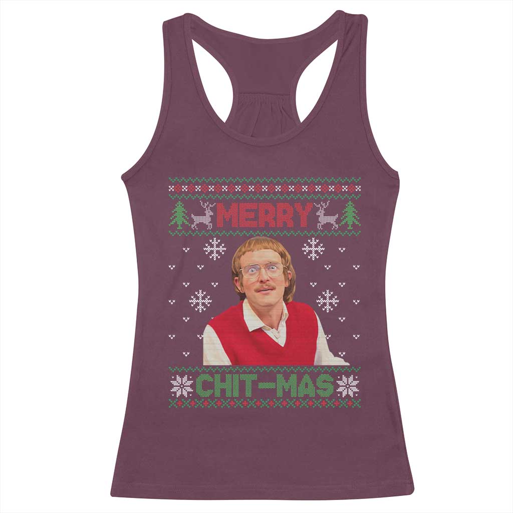 Funny Chit Christmas Merry Chit-Mas Racerback Tank Top Retro Holiday Humor - Wonder Print Shop